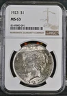 1923 Peace Silver Dollar NGC MS-63