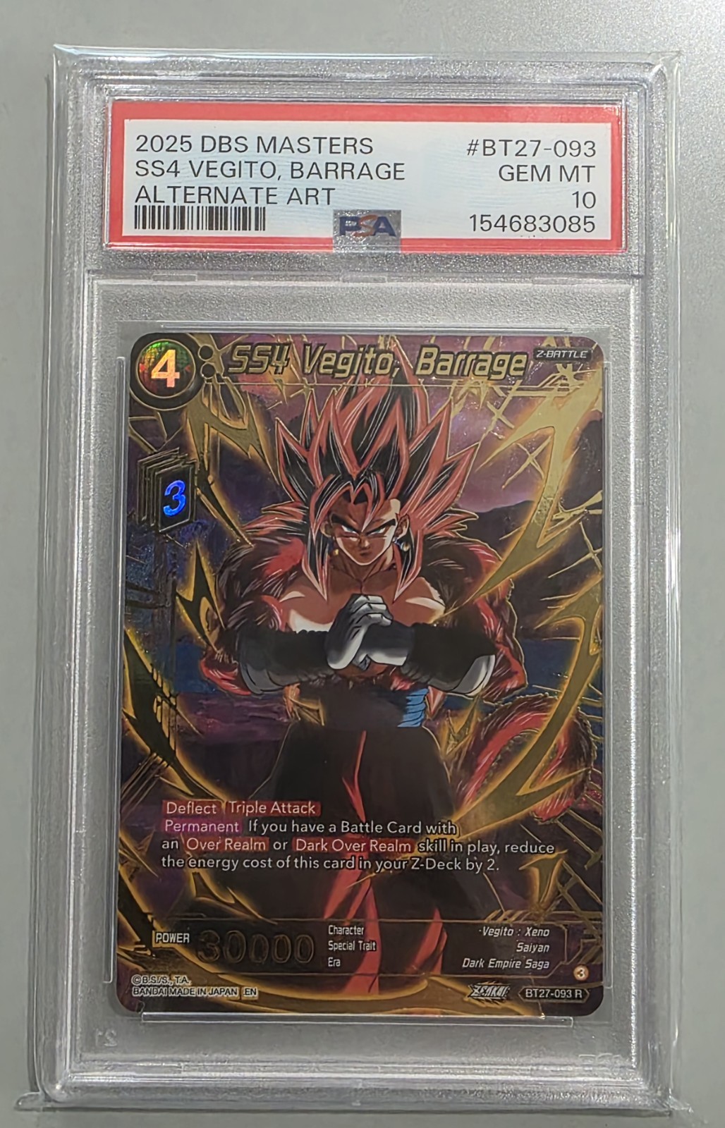 SS4 Vegito Barrage 2024 Dragon Ball History Of Z - BT27-093 Alt Art PSA 10 view 1