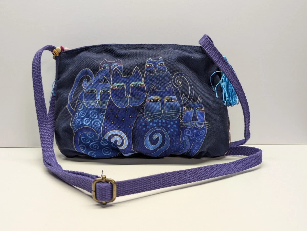 Laurel Burch Tote Bag Media Gatti Macchiati - Borsa In Tela Con Cerniera 22.9x22.9x7.6 Cm, Pannello Rimovibile E Ciondolo In Legno, Regalo Originale