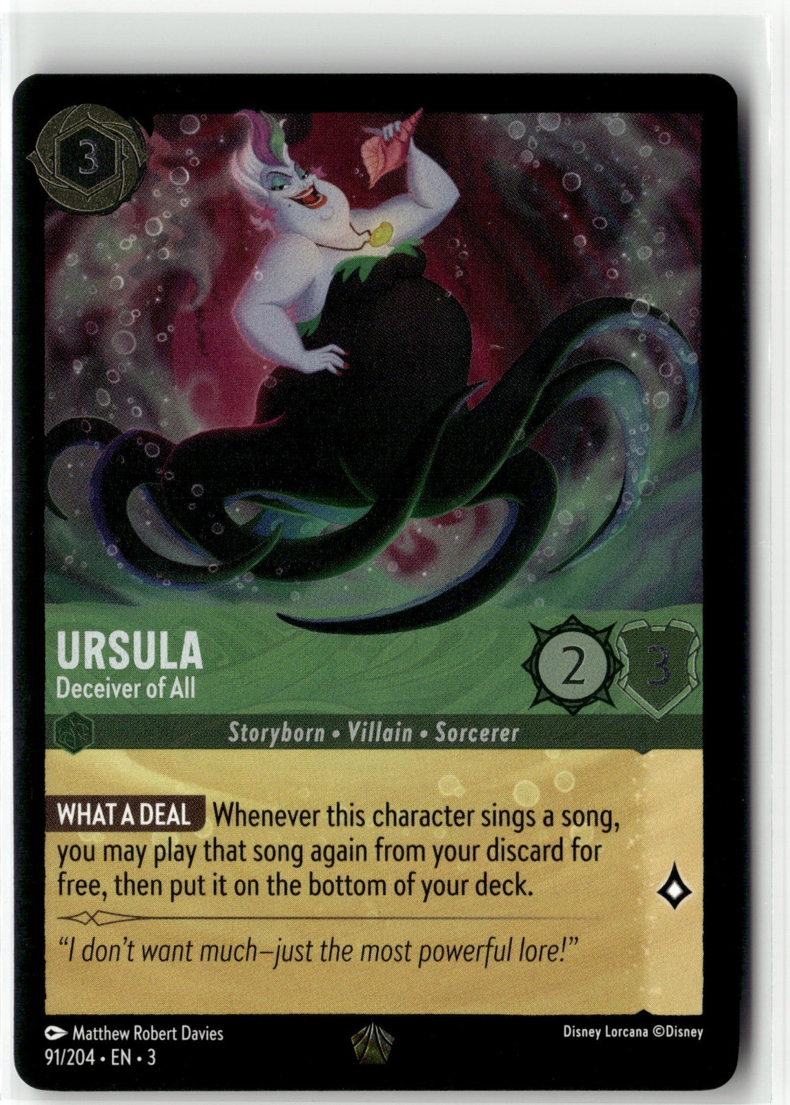 Ursula - Deceiver of All Legendary Into the Inklands 91/204 Cold Foil NM