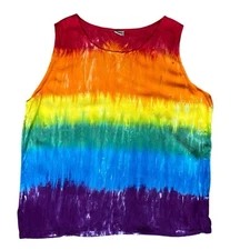 Dharma Trading Co Tie Dye Sleeveless Shirt Womens 2XL Rainbow Dopamine Dressing