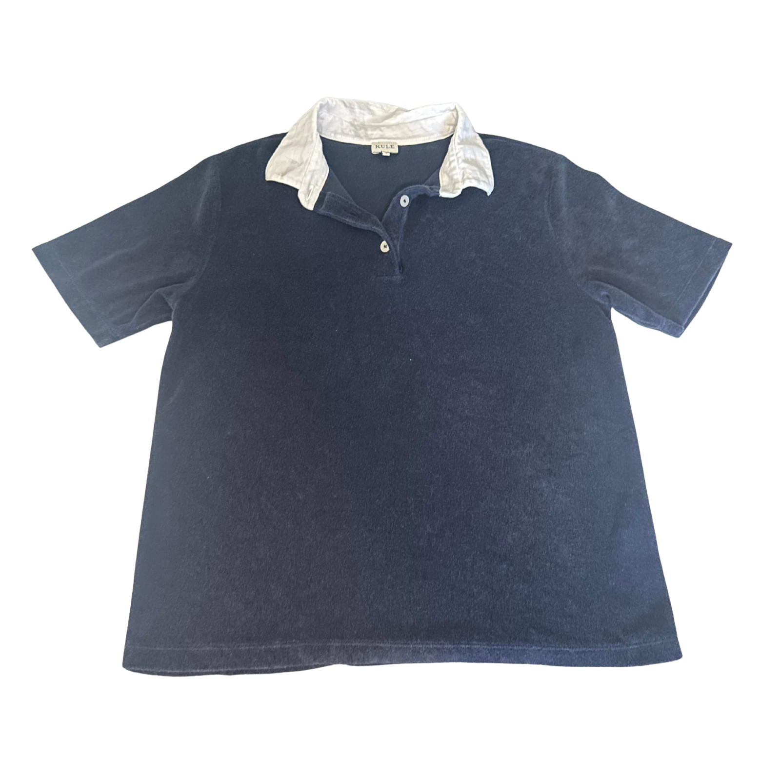 KULE Navy Blue Polo Shirt White Collar Women’s Size S