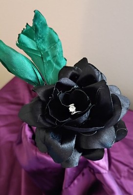 Handmade Black Ring Presentation Rose, for engagement, anniversary, birthdays