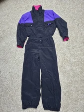 Vintage 90s Eddie Bauer Neon Insulated One Piece Winter Ski Snowsuit Womens SZ 6