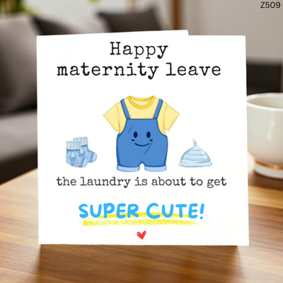 Mutterschaftsurlaub Karte für werdende Mama - süße Babykleidung ''Happy Maternity Leave''