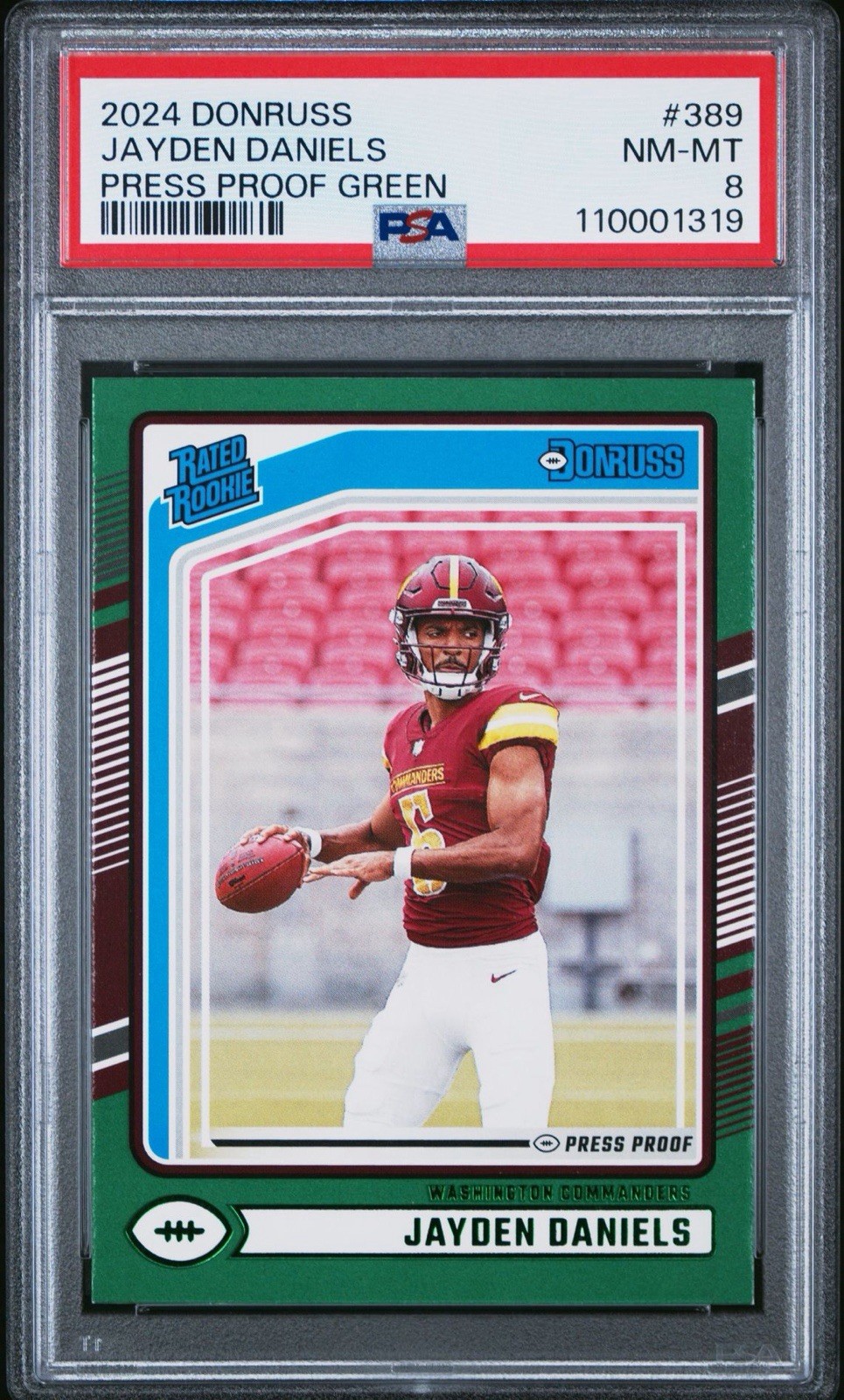 2024 Donruss Jayden Daniels Press Proof Green PSA 8
