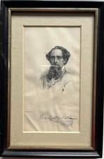 CHARLES DICKENS PORTRAIT ENGRAVING FACSIMILE SIGNATURE 1875