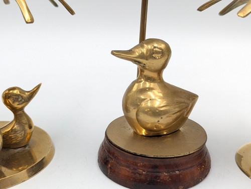 3x Vintage Brass Ducks Under Umbrellas Figurines - Picture 7 of 8