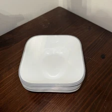 Lot of 6 CORELLE VITRELLE SQUARE CEREAL SOUP BOWLS white with gray trim