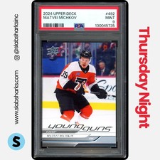 2024 UPPER DECK #492 MATVEI MICHKOV YOUNG GUNS RC ROOKIE PSA 9