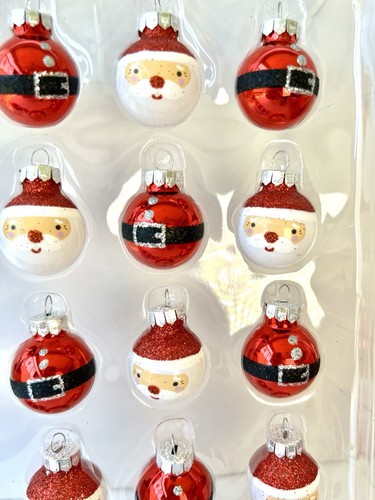 20 MINI SANTA CLAUS & BELT BUCKLE GLASS BALLS CHRISTMAS ORNAMENTS - Picture 9 of 10