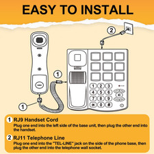 Big Button Phone for Seniors, Corded Landline Phone with 9 One-Touch Dialing ...