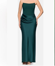 NEW Betsy Adam Strapless Mixed Media Gown Size 8