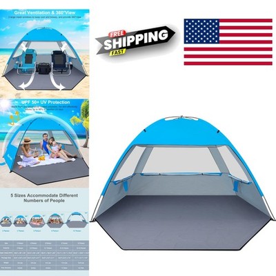 Large Beach Cabana Tent for 4 Person UPF 50 Plus UV Protection Easy Carry Design