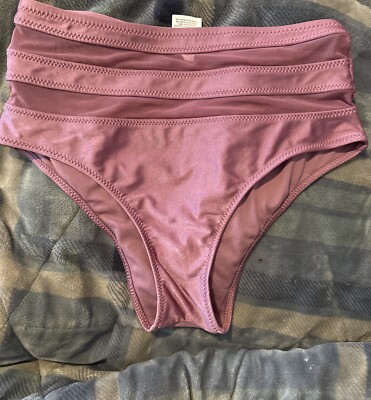 Mossimo High Waist Bikini Bottom Shimmering Pink Size M Mesh