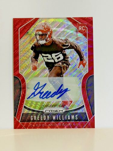 2019 Panini Prizm Greedy Williams Rookie Auto #315, Red Wave Prizm 128/149 - Picture 4 of 5