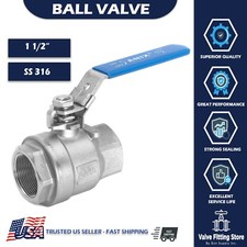 1-1/2 Inch Ball Valve Female NPT Stainless Steel 316 FULL PORT WOG 1000 Lockable