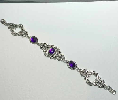 PULSERA REAL DE FILIGRANA ESTILO VICTORIANO PULSERA PÚRPURA AC CRISTAL PLATEADA - Imagen 9 de 11