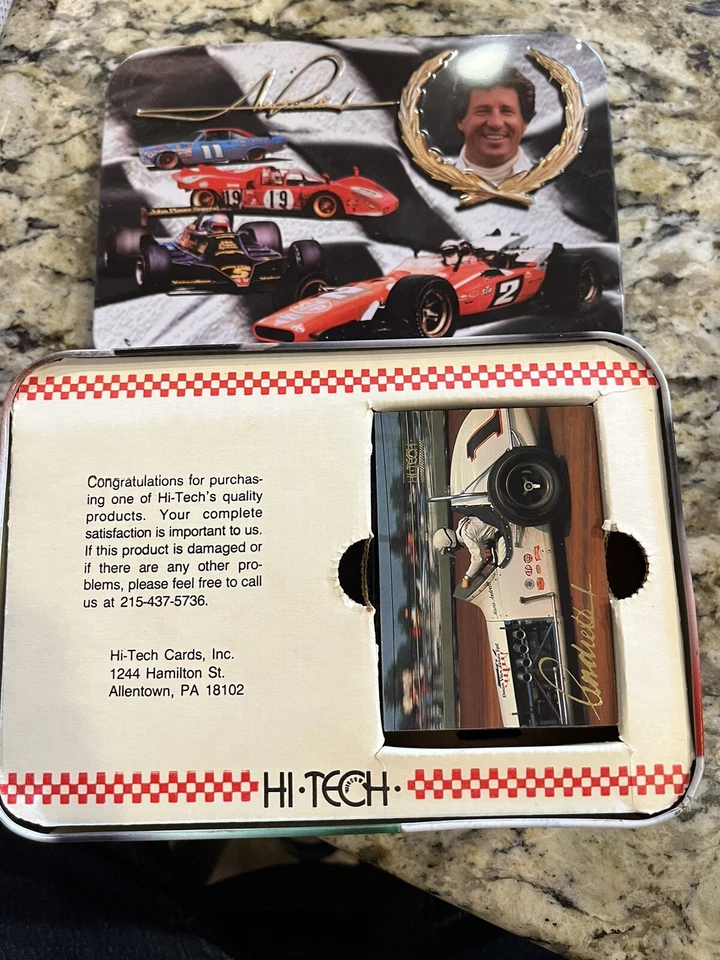 Hi-Tech Mario Andretti -  Card Set Unsealed. In original Tin and Original Box. - Image 2 of 3