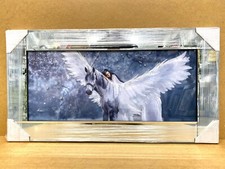 Angel Picture Liquid Art Wings Horse Wall Hung Mirror Frame Glitter 85x45 cm