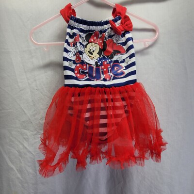 DISNEY Minnie Mouse Dress Red, White, & Blue Girls 0-3 Months Tutu  4th of July