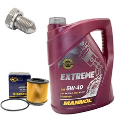 Motoröl Set 5W-40 5 Liter + Ölfilter SH 4025 P + Schraube für Audi Seat Skoda VW
