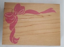 Large 1997 Posh Presents Ribbon Corner Rubber Stamp Z799G