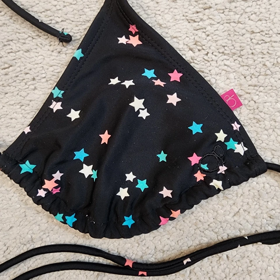Ocean Pacific Triangle halter Bikini Top Black Stars Medium 7/9 - Image 2 of 4