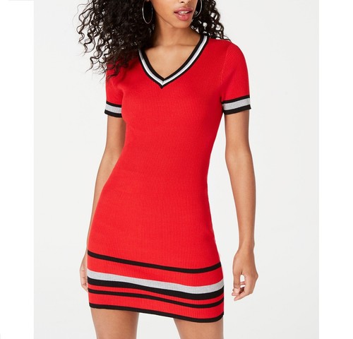 Striped Trim VNeck Sweater Dress NWT 