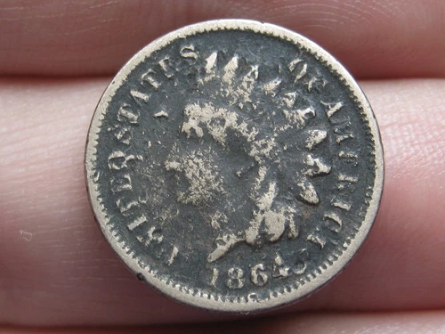 1864 Copper Nickel CN Indian Head Cent Penny- VG/Fine Details