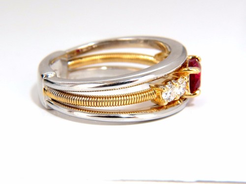 GIA Certified 1.30ct natural vivid red ruby diamonds ring 18kt coil wrap+ - Picture 2 of 8