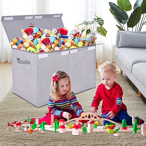 Large Toy Box Chest Storage Organizer with Lid,Collapsible Kids Toys Boxes - Picture 8 of 8
