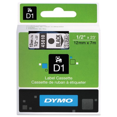 DYMO D1 High-Performance Polyester Removable Label Tape 1/2'' x 23 ft Black on