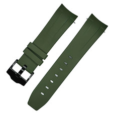 22MM Green FKM Rubber Strap for Seiko SKX/SRPD/5KX with Black Hardware