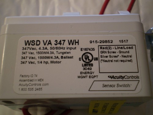 WSD VA 347 WALL SWITCH SENSOR VACANCY ONLY ACUITY CONTROLS - Picture 5 of 5