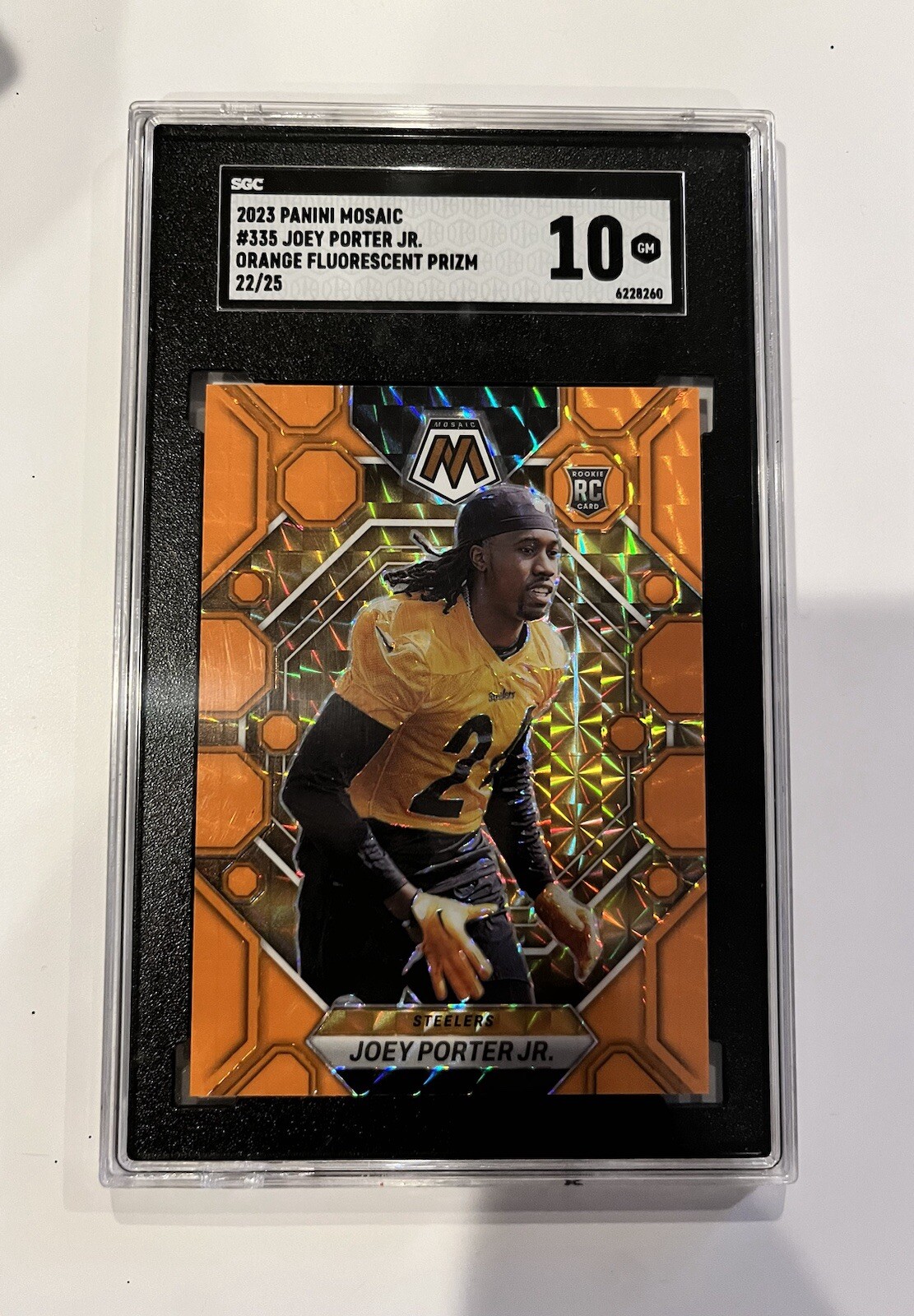 2023 PaniniMosaic /25 Rookie Orange Fluorescent Mosaic Prizm #335 Joey Porter Jr