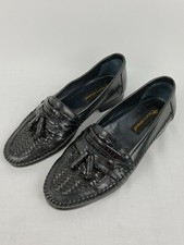 Stacy Adams Black Leather Weave Slip On Tassel Loafers 25349-01 Mens Size 9M