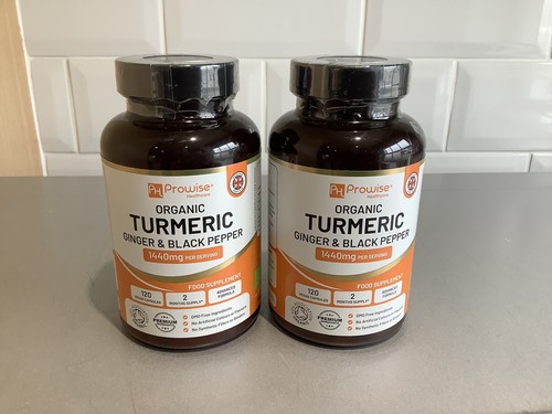 2 x 120 Organic Turmeric, Ginger & Black Pepper Capsules - Prowise