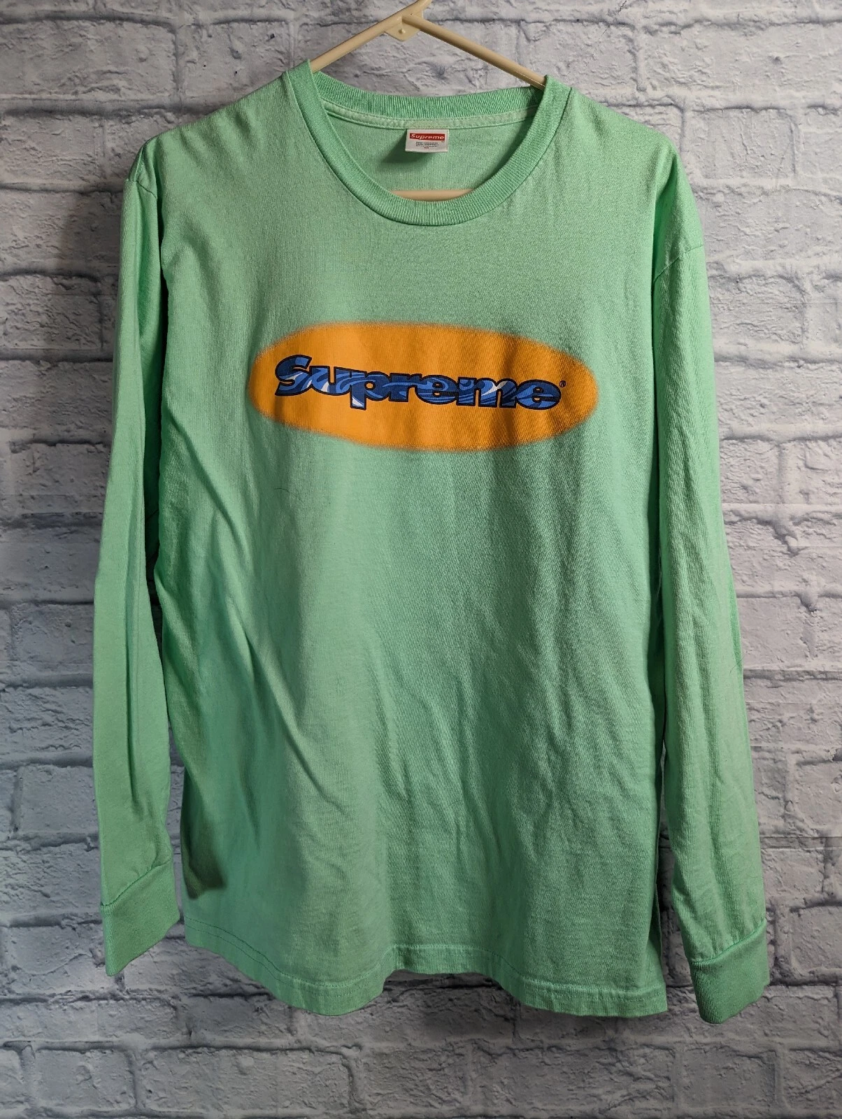 T shirt à manches longues Supreme Ripple taille moyenne fabriqué aux États Unis comme neuf vert 