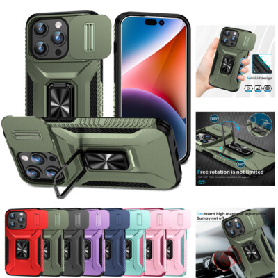 Magnet 360° Ring Ständer PC Schale Case Kamera Cover für iPhone 15 Plus Pro Max