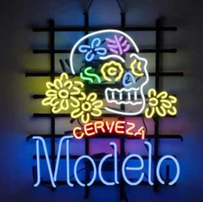Modelo Especial Sugar Skull Cerveza Glass Neon Light Sign Beer Bar Decor 24"x20"