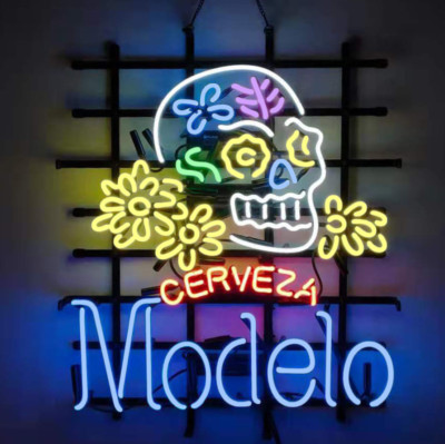 Modelo Especial Sugar Skull Cerveza Neon Sign Bar Wand Dekor Nachtlicht 24''x24''