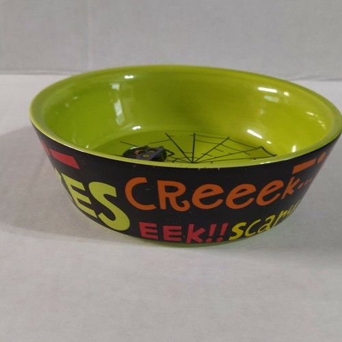 Halloween Hallmark Candy Dish Snacks Green/Black Spider Web Ceramic 2009 - Picture 5 of 6