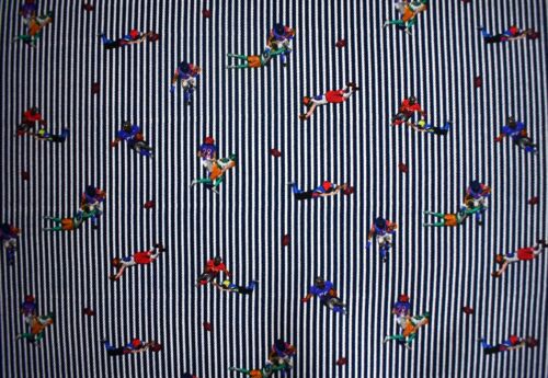 🆕️NEW ETON AMERICAN FOOTBALL Print 100% SILK Pocket Square Handkerchief ITALY - Picture 2 of 6