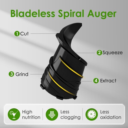 Sleek Cold Press Juicer - 350W, 5.4" Feed Chute, Automatic Safety for Family Use - Picture 6 of 9