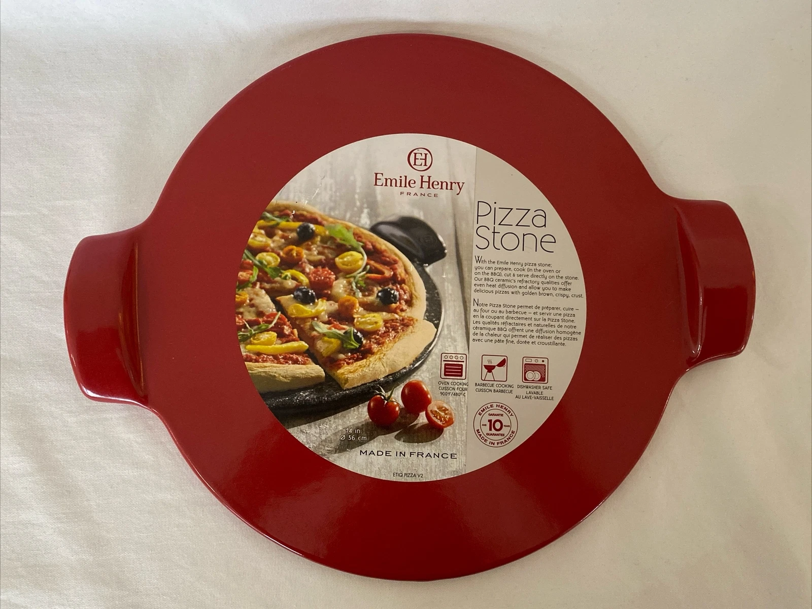 Emile Henry 10 INCH CERAMIC PIZZA STONE NEW NWT RED Made in France
Opens in a new window or tab