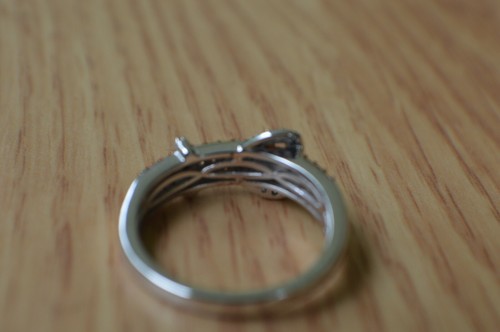 0.50ct Natural Champagne Diamond Buckle Ring Platinum over Fine Silver Size 7 - Picture 4 of 8