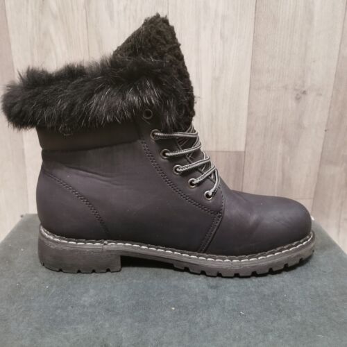 Adidas Fur Lined Combat LADIES WOMENS FLAT FUR LINED GRIP SOLE ANKLE BOOTS - Picture 12 of 22