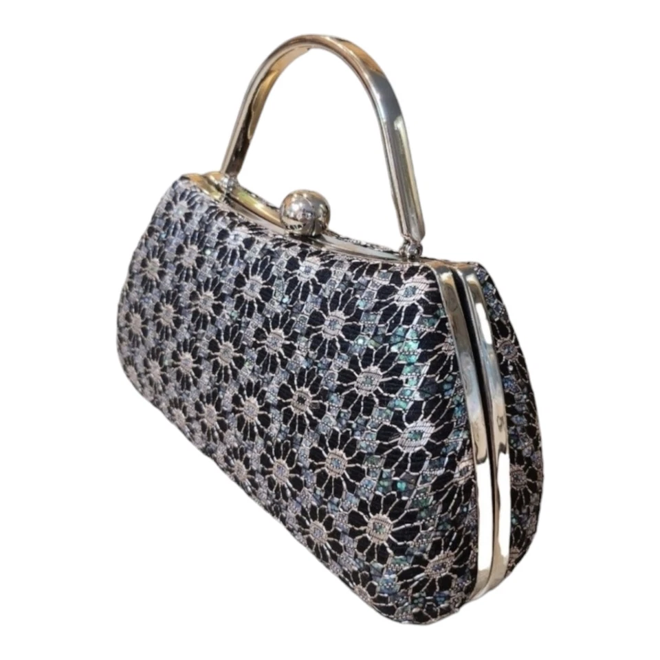 Sasha Glitzy Embroidered & Beaded Evening Hard Shell Handbag - Image 3 of 4