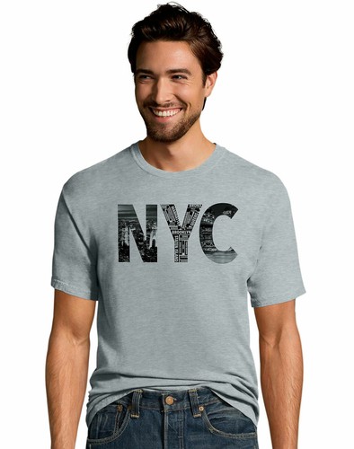 New York City NYC Skyline Cotton T-Shirt~Heather Grey Hanes Graphic Tee~ Sz 3XL